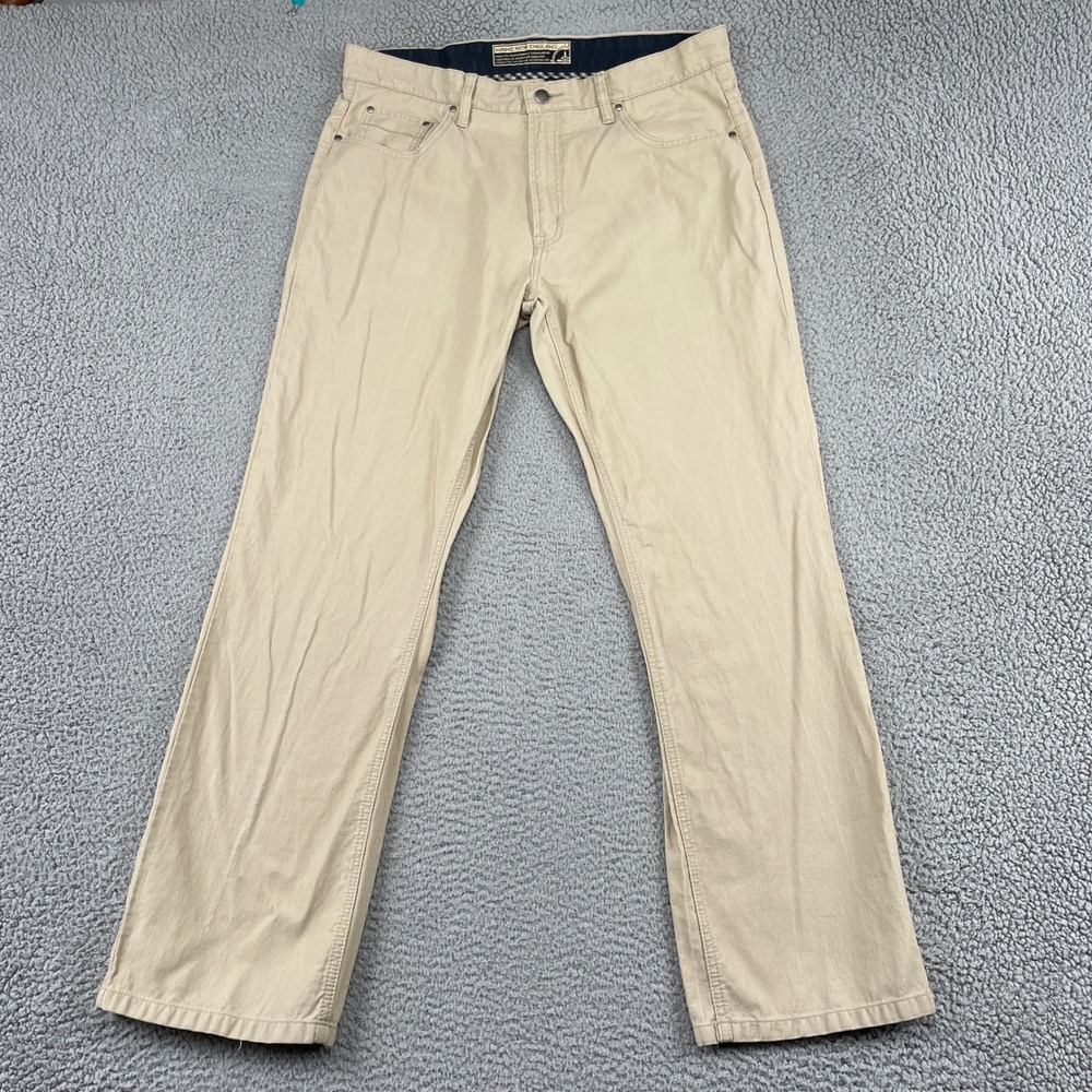 Maine New England Ottoman Trousers Mens 36R Beige Tan Straight Leg Cotton Pants